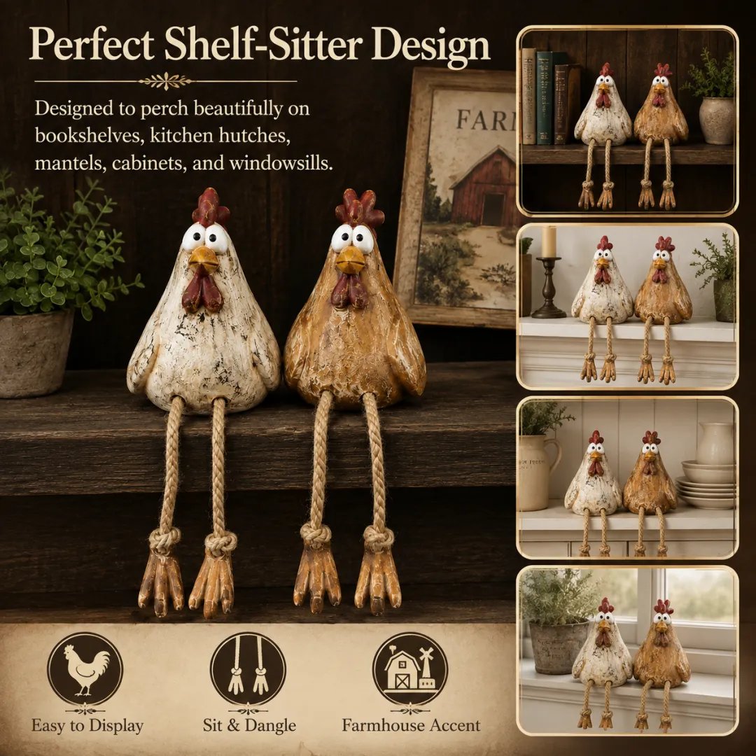 🏡🐔🪿 Playful country-style animal figurines – charming animal pairs for a cozy home