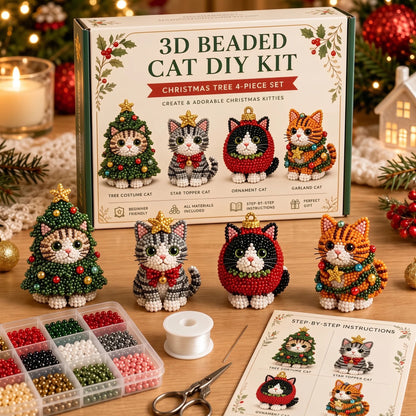 ⏳ Last Day 49% OFF – 🎄 Beginner-Friendly DIY 3D Christmas Beaded Ornament Kit | Complete 4-Piece Set with Glass Beads, All Tools & Step-by-Step Guide Included 💕