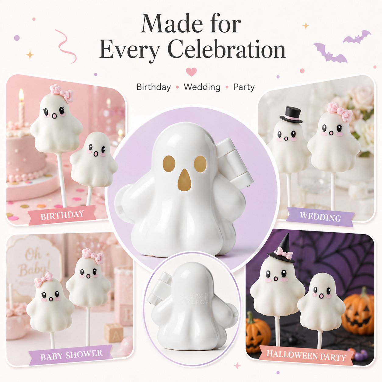 👻 Ghost Cake Pop Mold | Reusable Food-Safe Mold for Cute Spooky Treats, Parties & Creative Baking 🎃✨