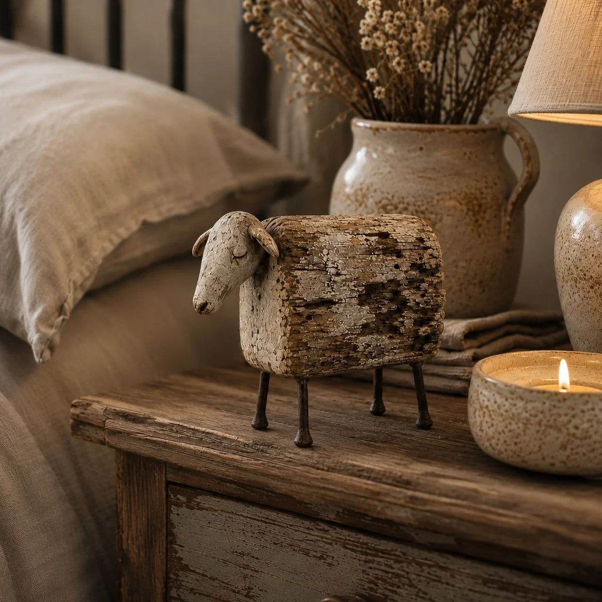 🐑 Vintage Distressed Farm Animal Sculptures – 5 Rustic Styles