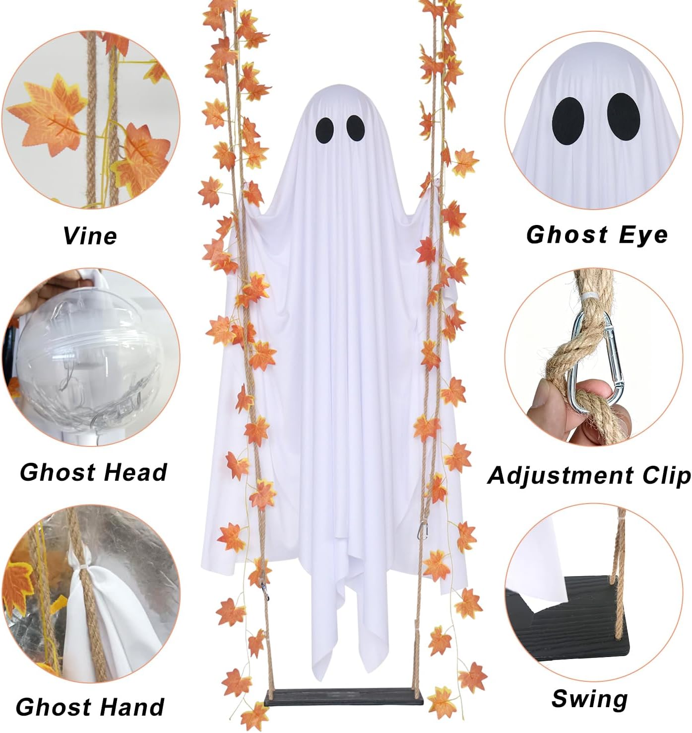 🔥49% OFF TODAY ONLY!🎃 Spooky Swingin' Ghost — Light-Up Halloween Decor 👻(FREE SHIPPING)