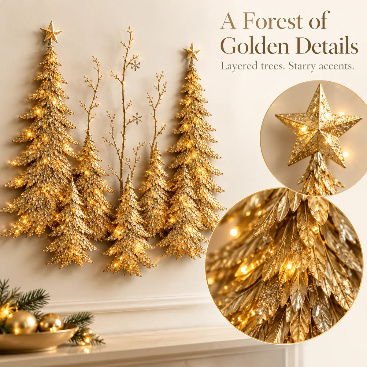 ✨Golden Light-Up Christmas Forest Wall Decor