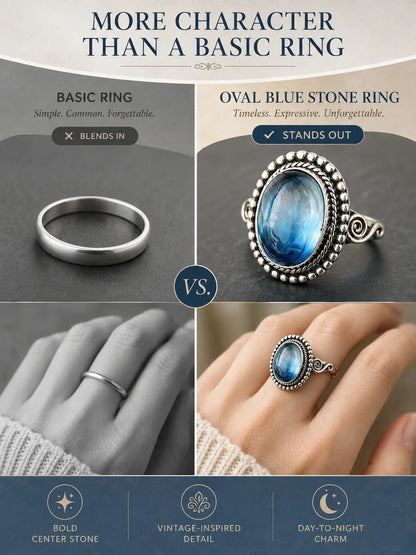 ✨ Timeless Beauty 925 Sterling Silver Vintage Moonstone Oval Ring