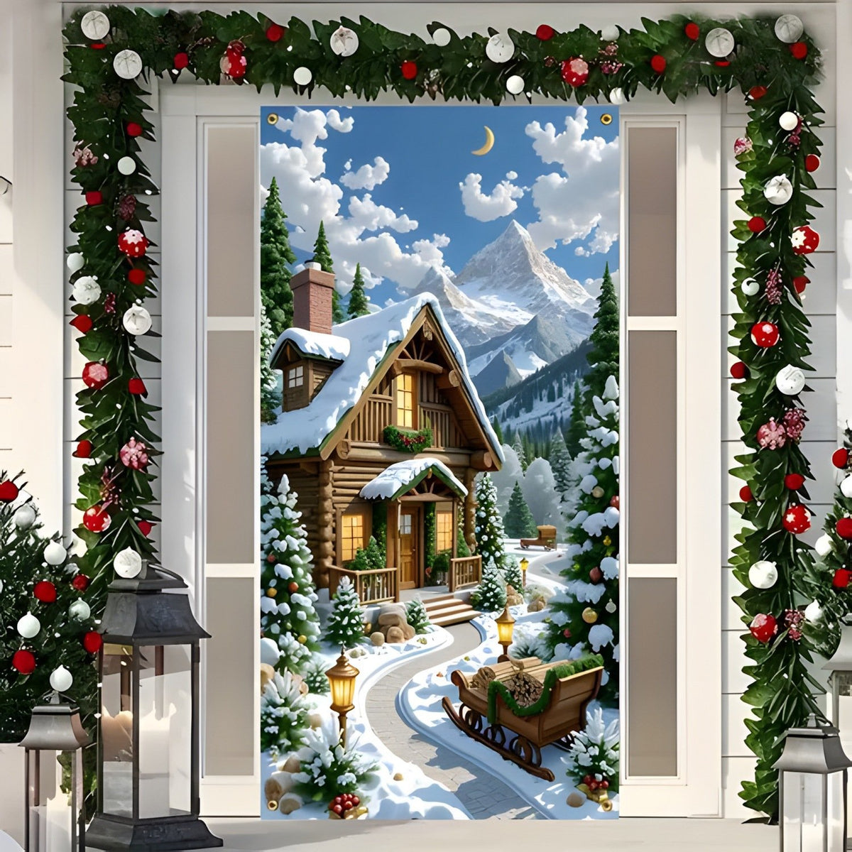 ⏰LAST DAY 50% OFF 🎅 🚪Santa & Reindeer Christmas Door Cover