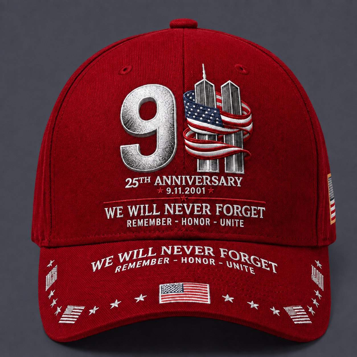 🔥LAST DAY 50% OFF - 9/11 25th Anniversary We Will Never Forget Embroidered Memorial Baseball Cap – Unisex Patriotic Memorial Hat🧢 100% Cotton
