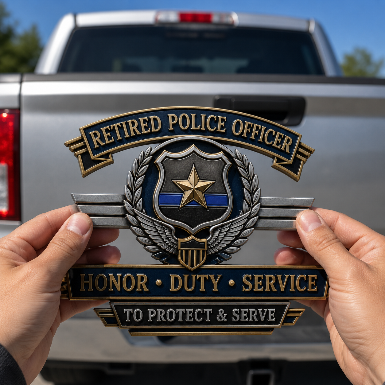 Last Day Promo: 49% OFF – Retired Police Officer Honor Duty Service Metal Car Emblem