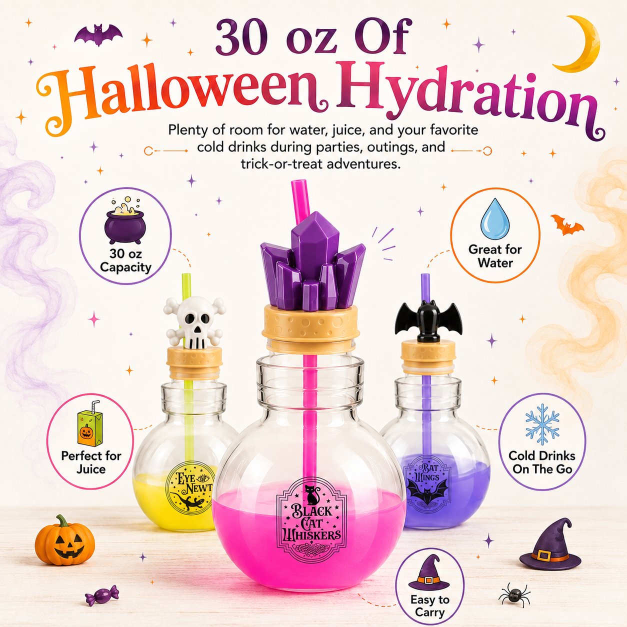 🧪 30 oz Halloween Potion Bottle – Sip Your Favorite Drink in Spooky Style