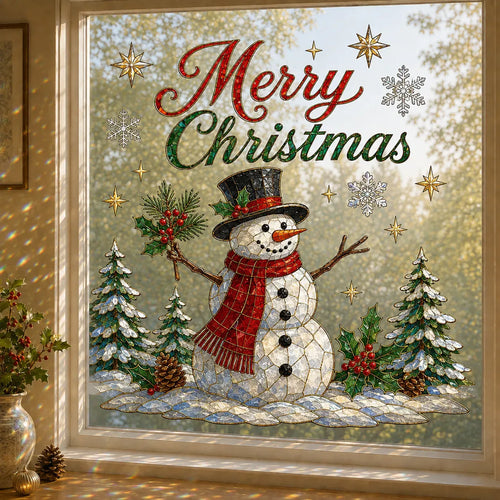 ⏳ Last Day 49% OFF – 🎄Large Christmas Window Sticker | 28×28in Festive Window Art With Snowman, Angel & Holiday Scenes For Home Decor, Christmas Parties & Seasonal Displays ✨