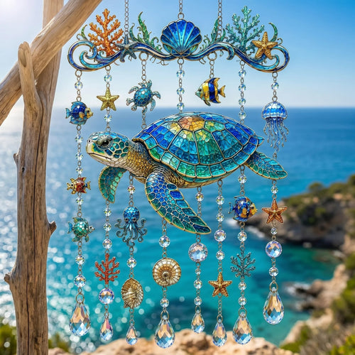 🌊Ocean-Themed Crystal Wind Chime – ✨Bring the Ocean Glow to Your Garden