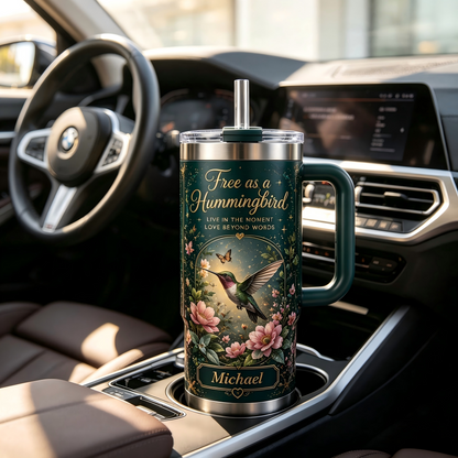 Personalized Free As A Hummingbird Tumbler 🐦🌺