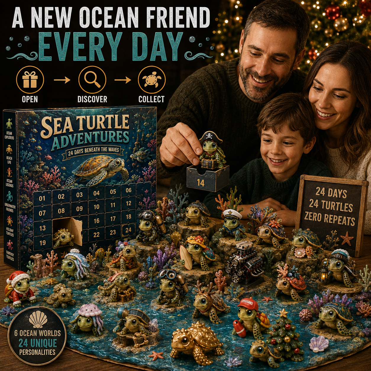 🐢Sea Turtle Adventures Advent Calendar – 24 Unique Ocean Turtle Collectibles