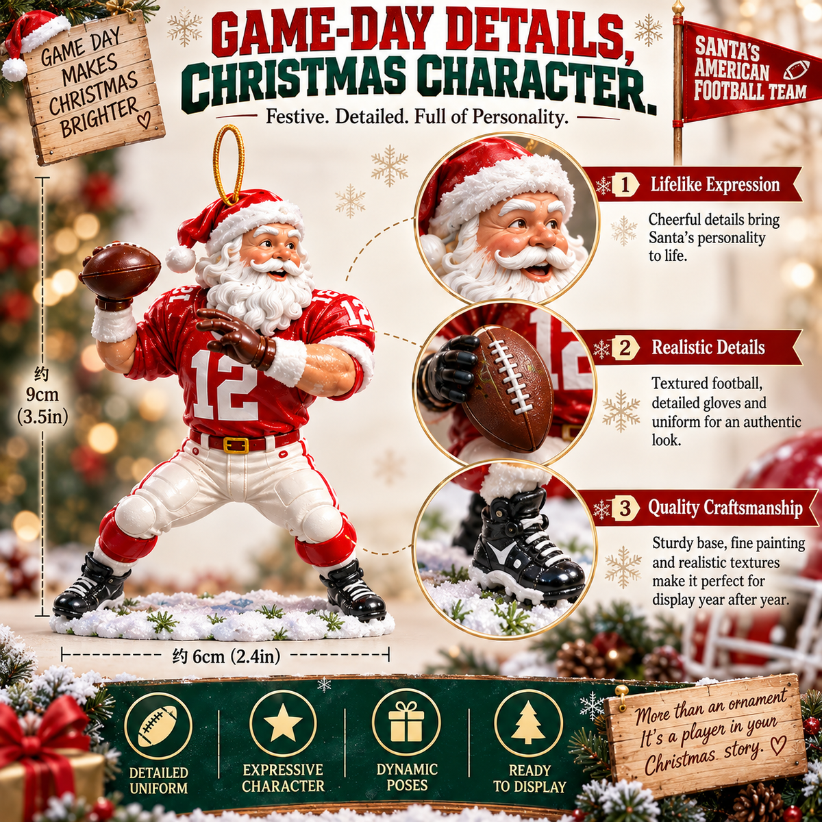 🏈🎅 Santa’s American Football Team – 24 Christmas Game-Day Players