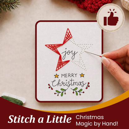 Christmas String Art Greeting Card DIY Kit – 6-Piece Stitching Set