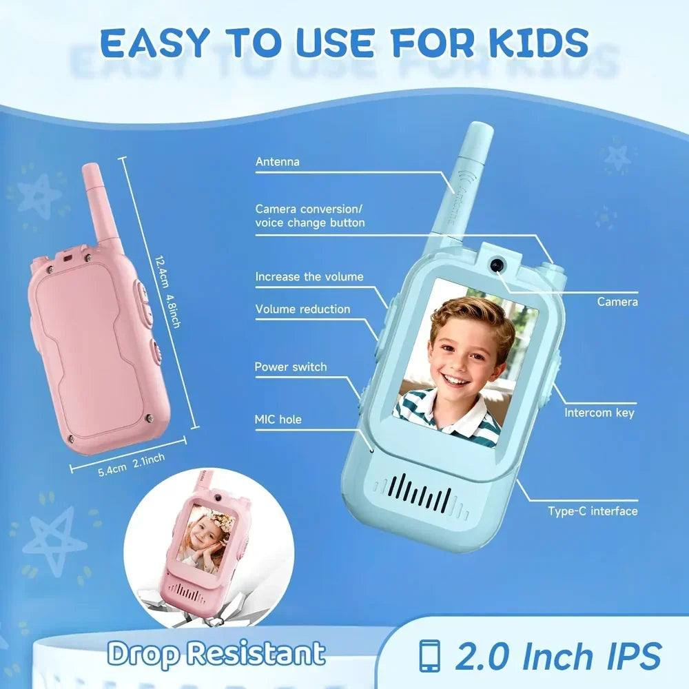 📱 Kids' Video Walkie-Talkie 2-Pack | Camera & Screen Radios