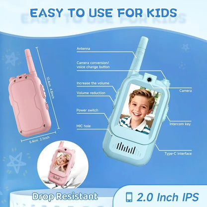 📱 Kids' Video Walkie-Talkie 2-Pack | Camera & Screen Radios