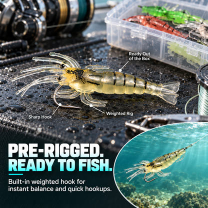 16 Pcs Realistic Grass Shrimp Fishing Lure Set with Box 🦐