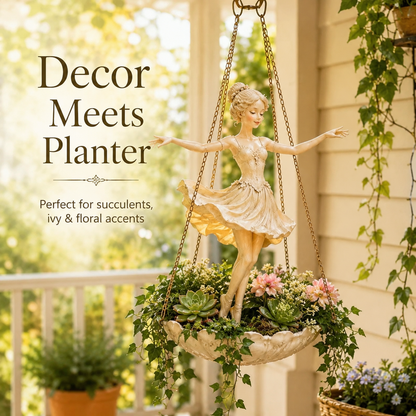Handcrafted Resin Ballet Dancer Hanging Planter