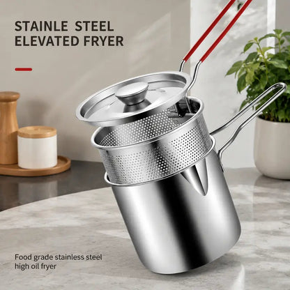 🍗🍗Personal Mini Deep Fryer Set – Stainless Steel Pot with Lift-Out Draining Basket & Food