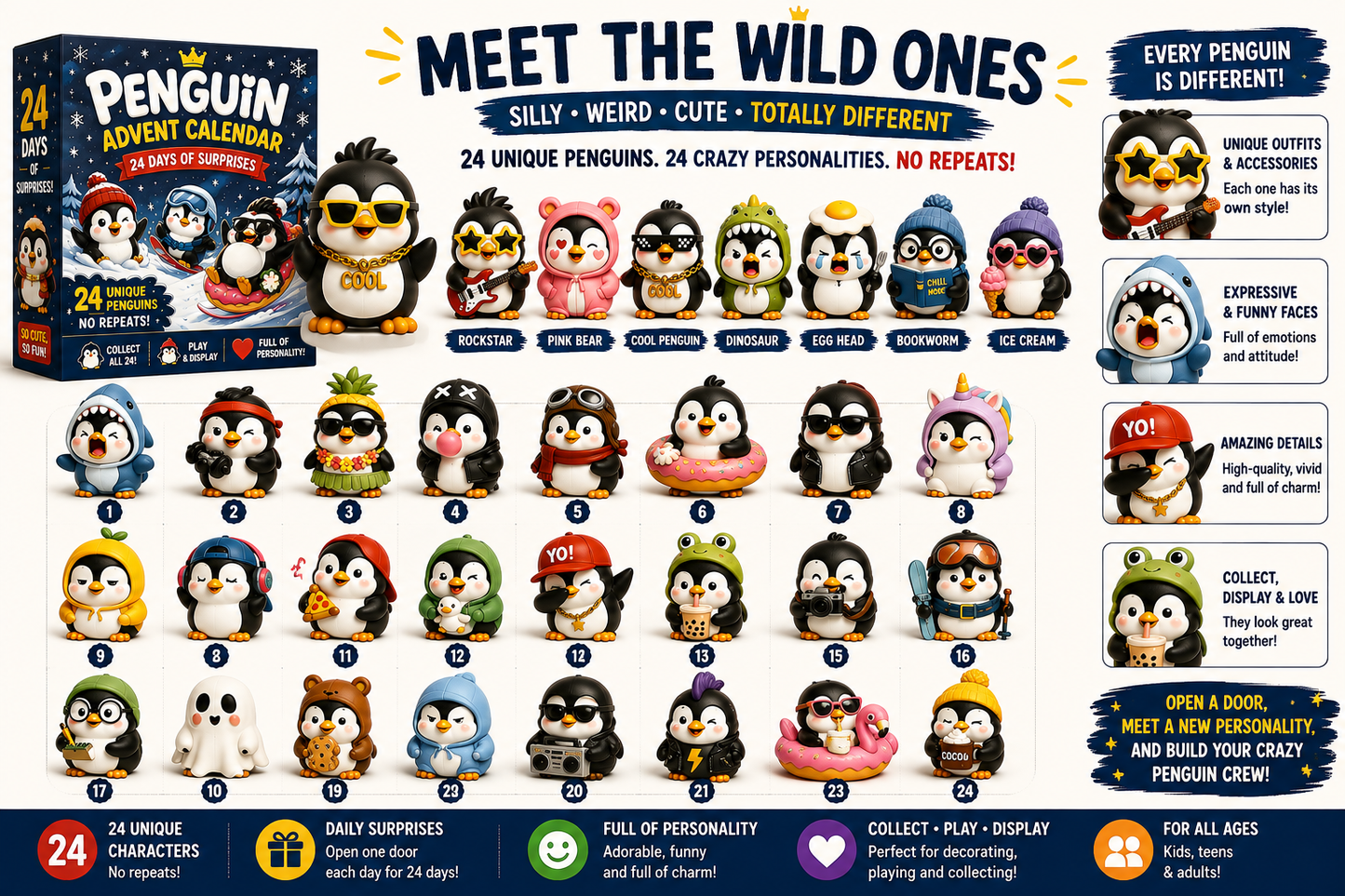 🐧 24 Days of Penguin Surprises Advent Calendar – 3 Fun Editions