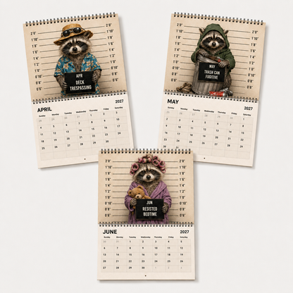 🦝🚨 Raccoon Crime Syndicate 2027 Calendar – 12 Months of Trash, Trouble & Tiny Criminals 😂