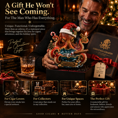 🐙 Christmas Kraken Cigar Rest – Nautical Collector’s Edition