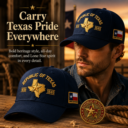 Republic of Texas Embroidered Cap  🎁 Free Honor Coin With Every Cap Purchase