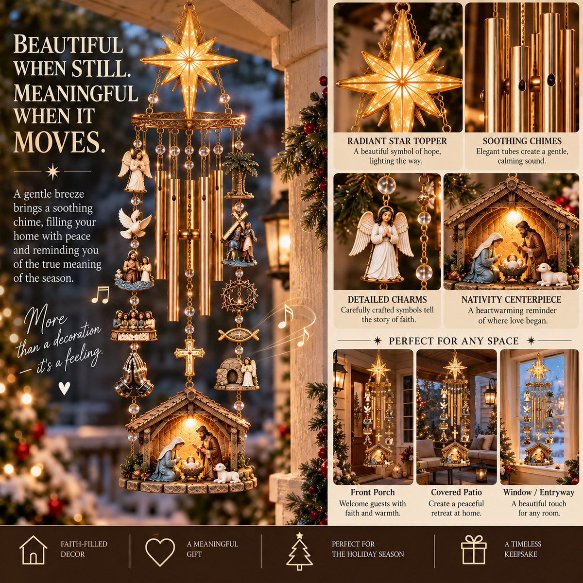 ✨Let His Story Ring On – Bethlehem Star Nativity Wind Chime