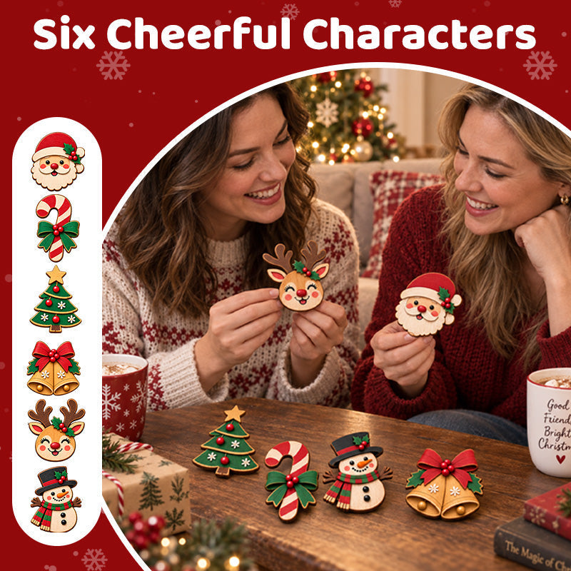 Wooden Christmas Brooch – 6 Festive Characters