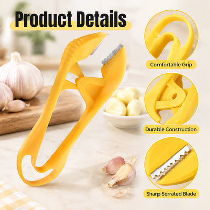 Manual Garlic Peeler with Serrated Jaws