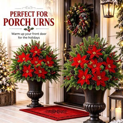 🏆2026 Christmas Sale 50% OFF🎄Pre-Lit Artificial Christmas Poinsettia Basket