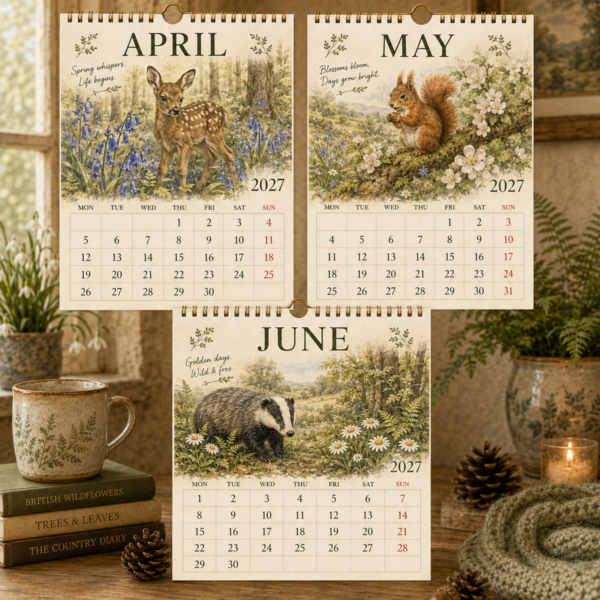 2027 British Woodland hanging calendar