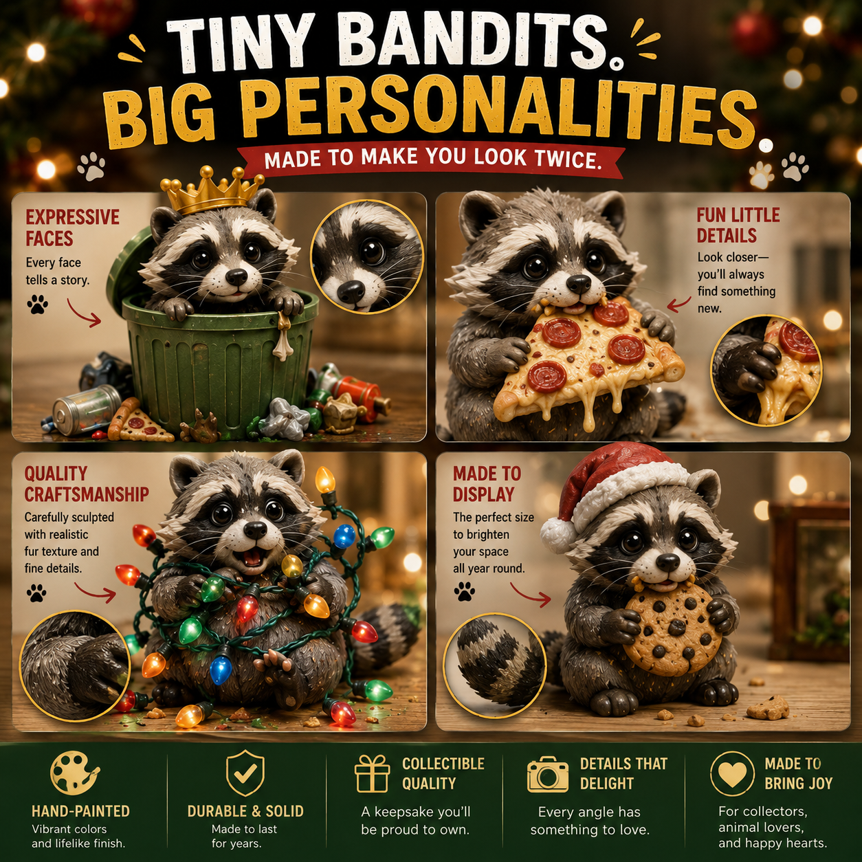 Backyard Bandits raccoon collectible character lineup