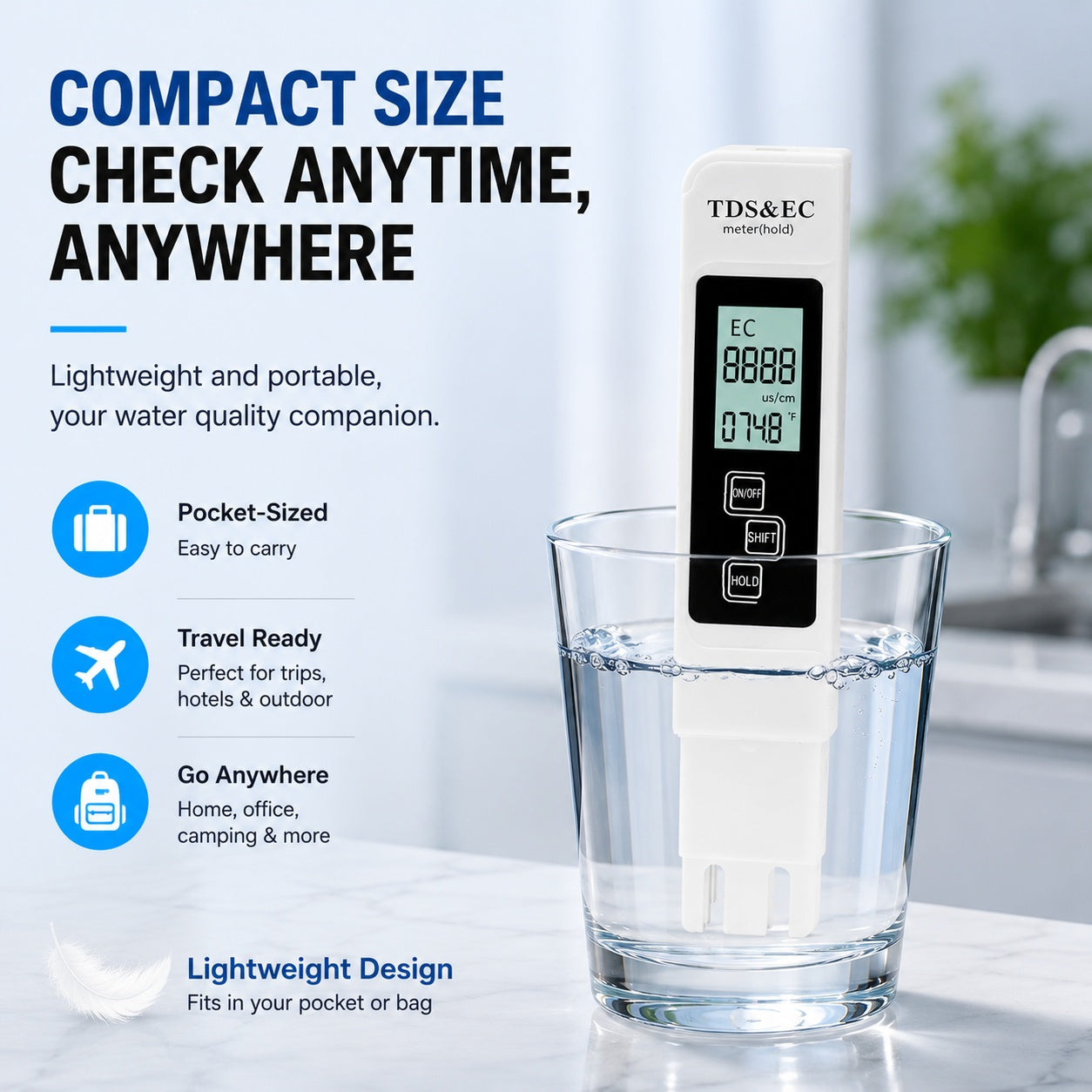 Portable Water Quality Tester – Quick Water Check for Home & Travel