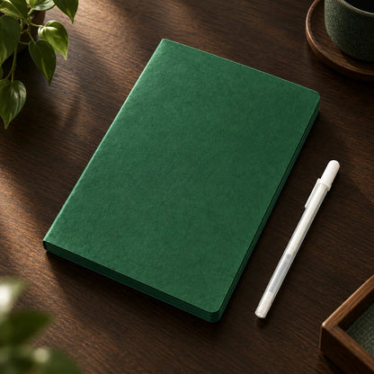 🔥HOT SALE 49% OFF - 📖Deep Green Blank Notebook with White Gel Pen | Aesthetic Writing & Sketch Journal