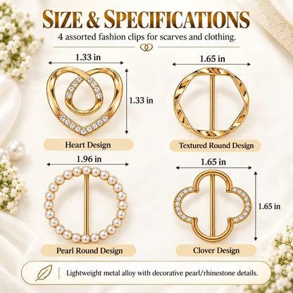✨4-Piece Women's Metal Shirt Clips – Round & Heart Designs for Loose Clothing