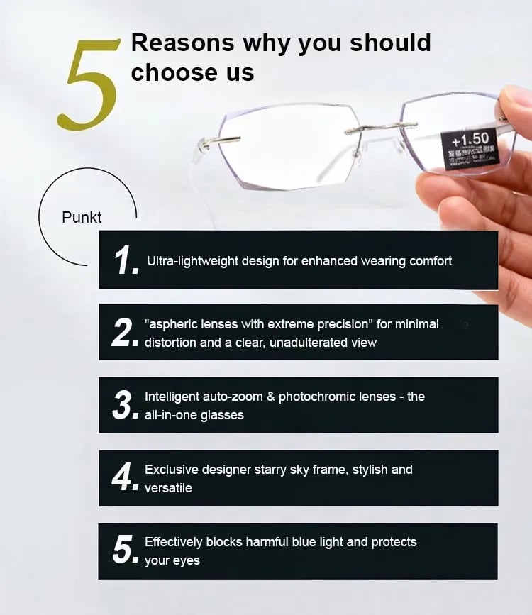 🔥🎁[Co-Created by Designers]Gypsophila Smart Zoom and Color-Changing Reading Glasses