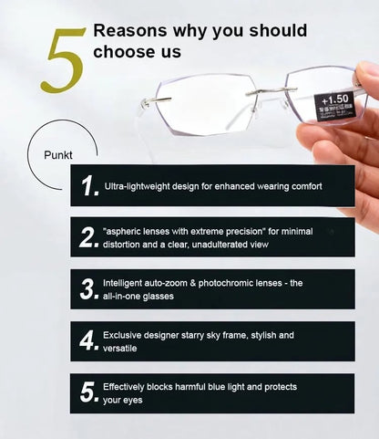 🔥🎁[Co-Created by Designers]Gypsophila Smart Zoom and Color-Changing Reading Glasses