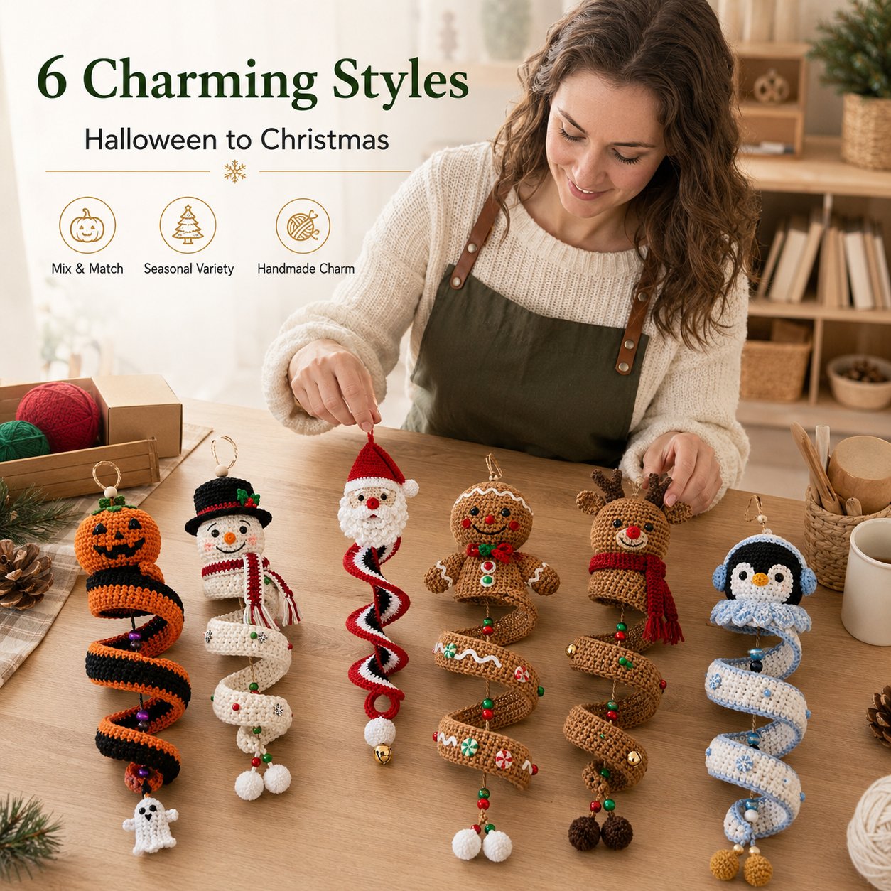 Crochet Christmas Spiral Ornament DIY Kit