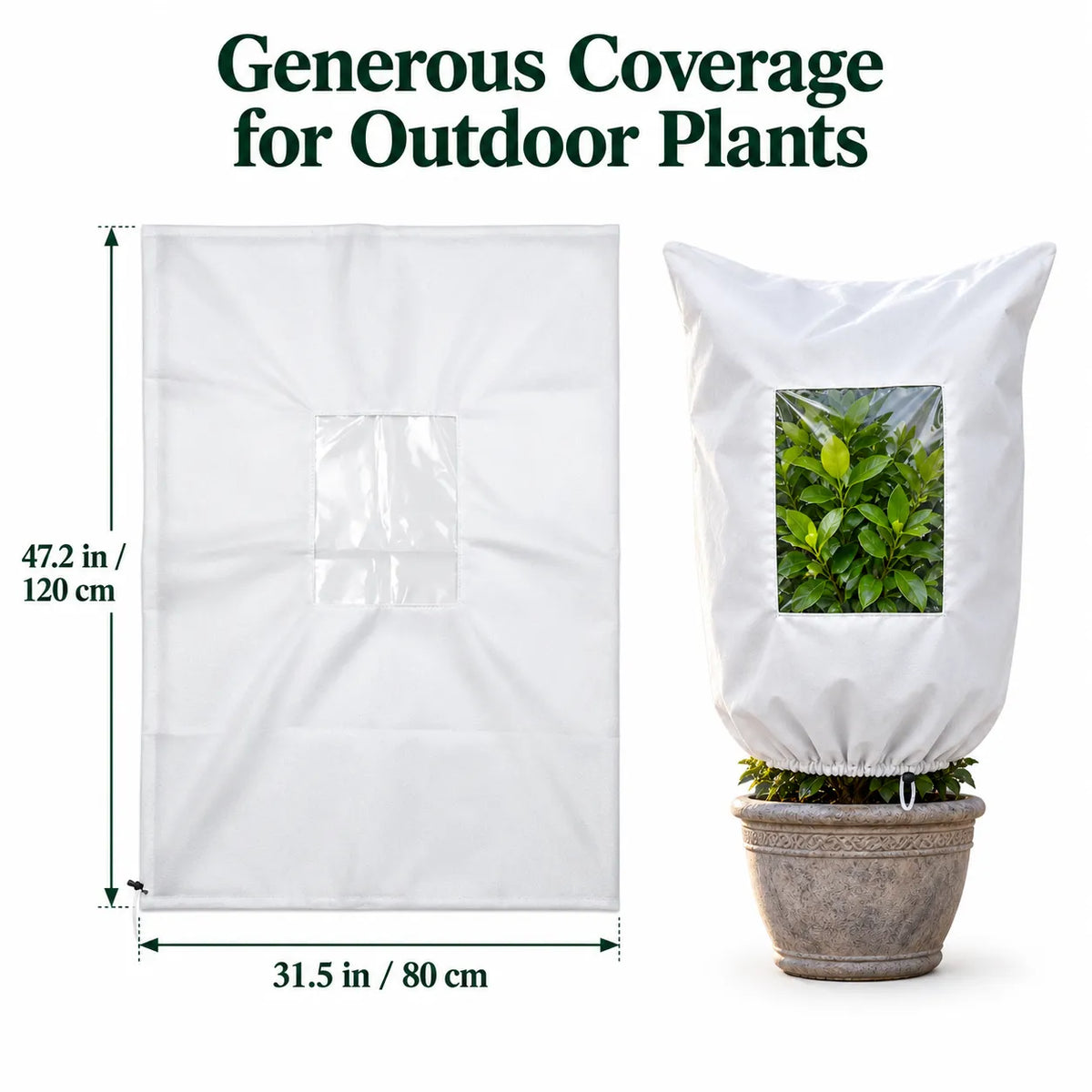 Winter plant frost protection cover size and coverage