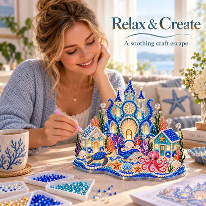 🌊 Glowing Underwater Village 3D Diamond Painting Kit – Make Your Own Light-Up Ocean Castle