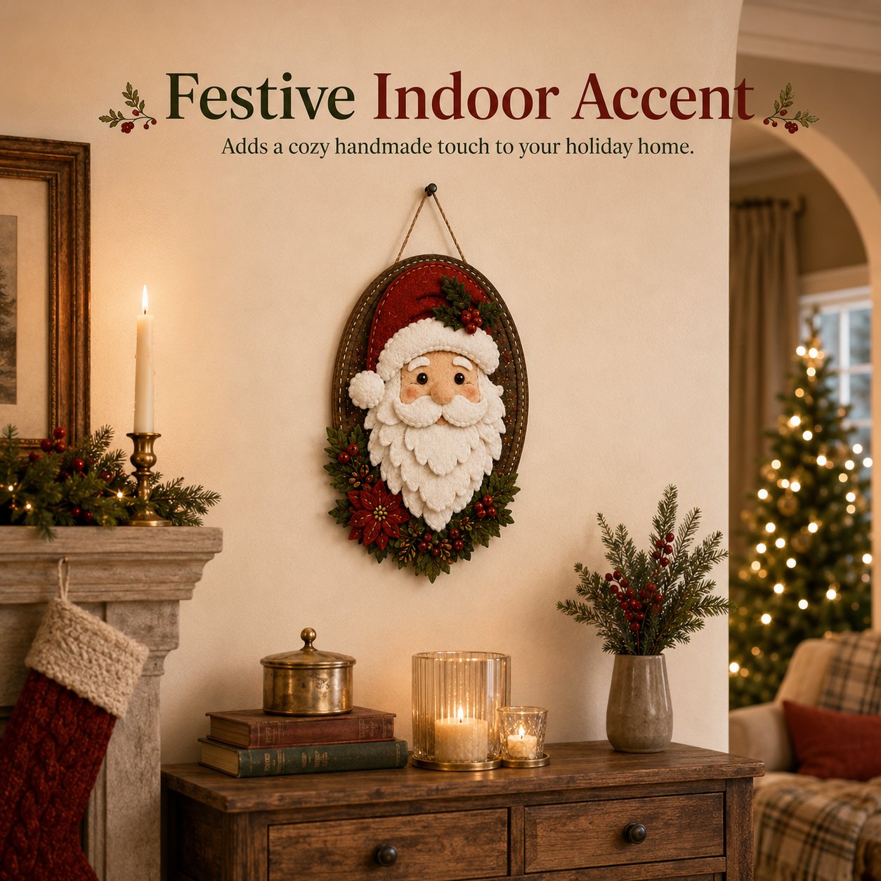 ⏳ Last Day 49% OFF – 🎅 Beginner-Friendly 52-Piece DIY Layered Felt Santa Wall Decor Kit | Complete Kit with All Tools & Step-by-Step Guide Included 💕