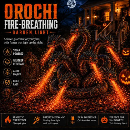 🔥 3-Headed Hellhound Halloween Light – Solar Fire-Breathing Yard Monster CUSBBY