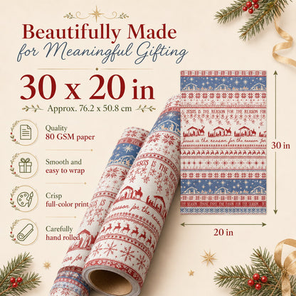 ✝️ Jesus Is The Reason For The Season – Christian Christmas Wrapping Paper 🎄🎁
