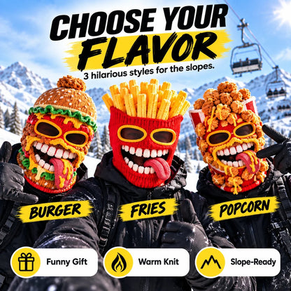 😜🍟Funny Food Knit Balaclava – Warm Full-Face Ski Mask for Winter Adventures
