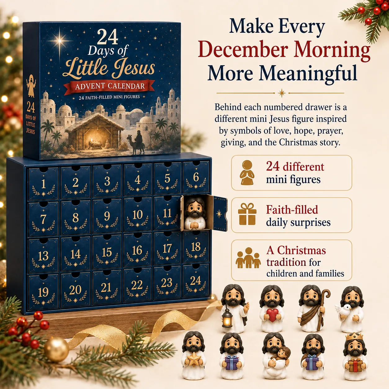 ✝️24 Days of Little Jesus Advent Calendar – 24 Unique Faith-Filled Christmas Surprises✨