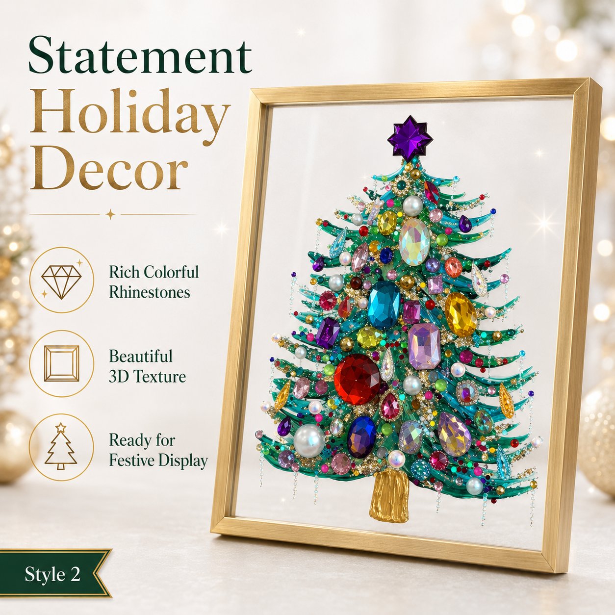 🎄 Jeweled 3D Christmas Tree Framed Art — Fill Your Home with Sparkling Holiday Magic! ✨💎