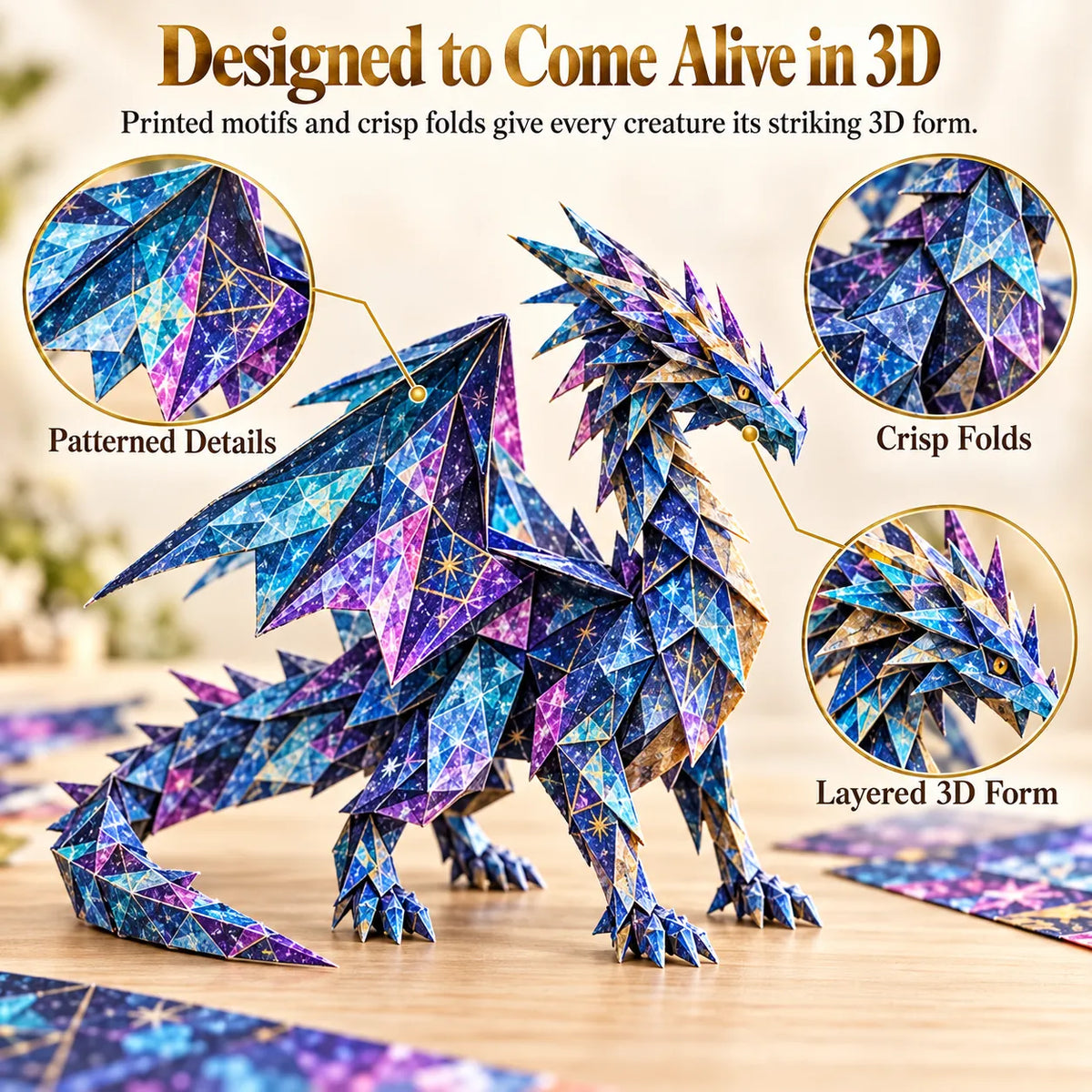 ⏳ Last Day 49% OFF – 🐉 Fantasy Paper Folding Craft Kit | 4 Magical Worlds with 50 Patterned Papers & Step-by-Step Guide ✨