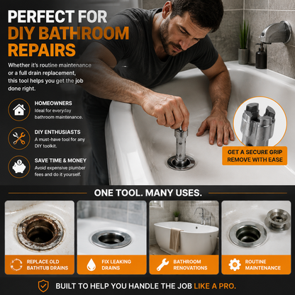 🔧Bathtub Drain Removal Wrench | Heavy-Duty Tub Drain Extractor Tool For Easy DIY Plumbing Repairs