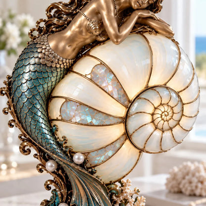 🧜‍♀️ Moon Tide Mermaid Nautilus Projection Lamp | Soft Ocean Glow & Spiral Wall Projection 🐚