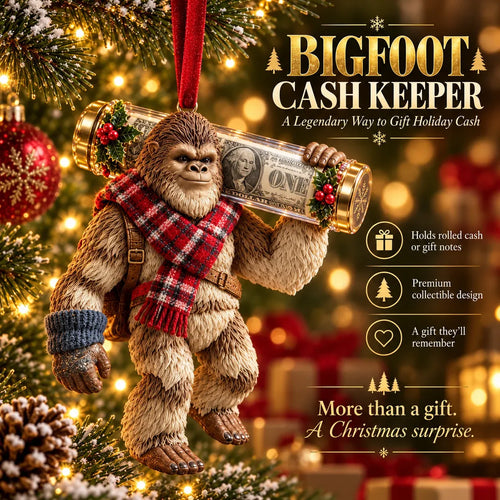 🎄👣 3D Bigfoot Christmas Cash Gift Ornament – Holiday Money Holder Keepsake ✨